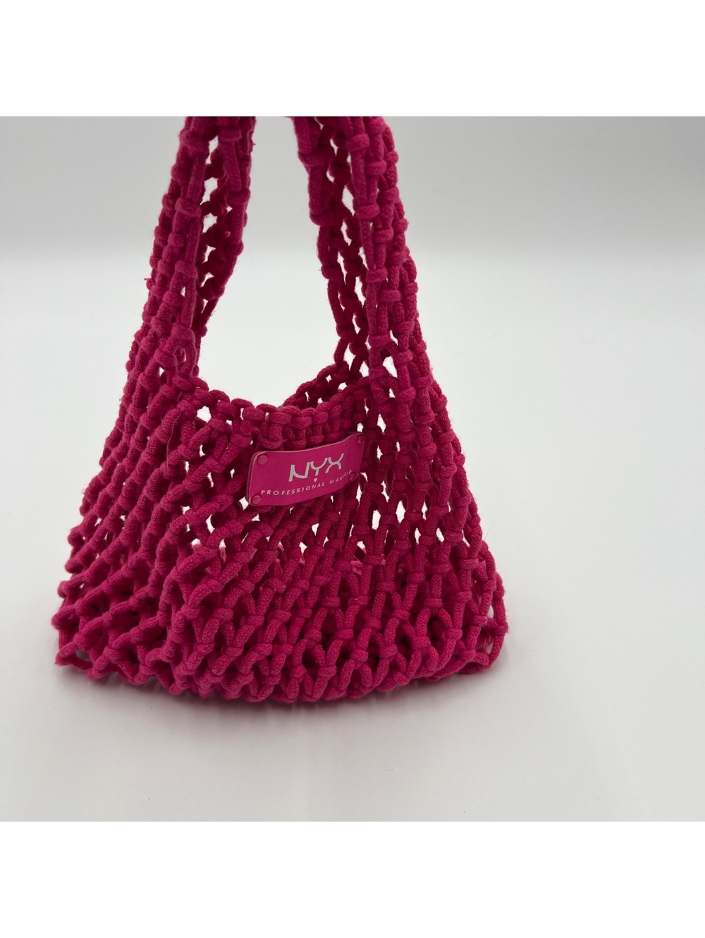 NYX HOT PINK OPEN KNIT, MINI TOTE MAKEUP BAG (SKU-0491)